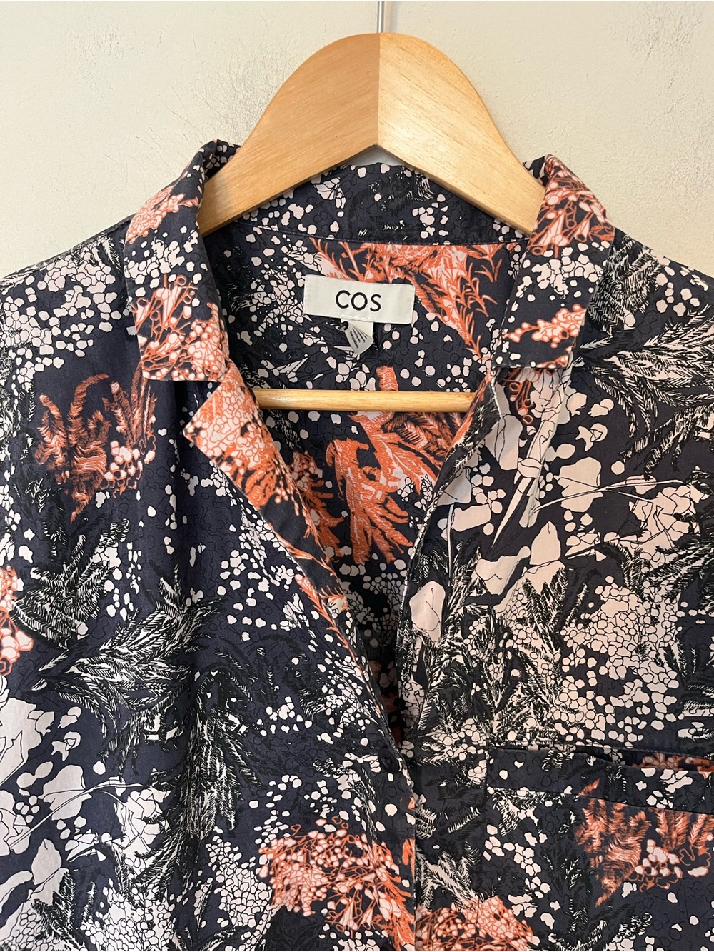 COS Floral Botanical Print Button Front Shirt Blouse Oversized Cotton Top - Picture 5 of 12